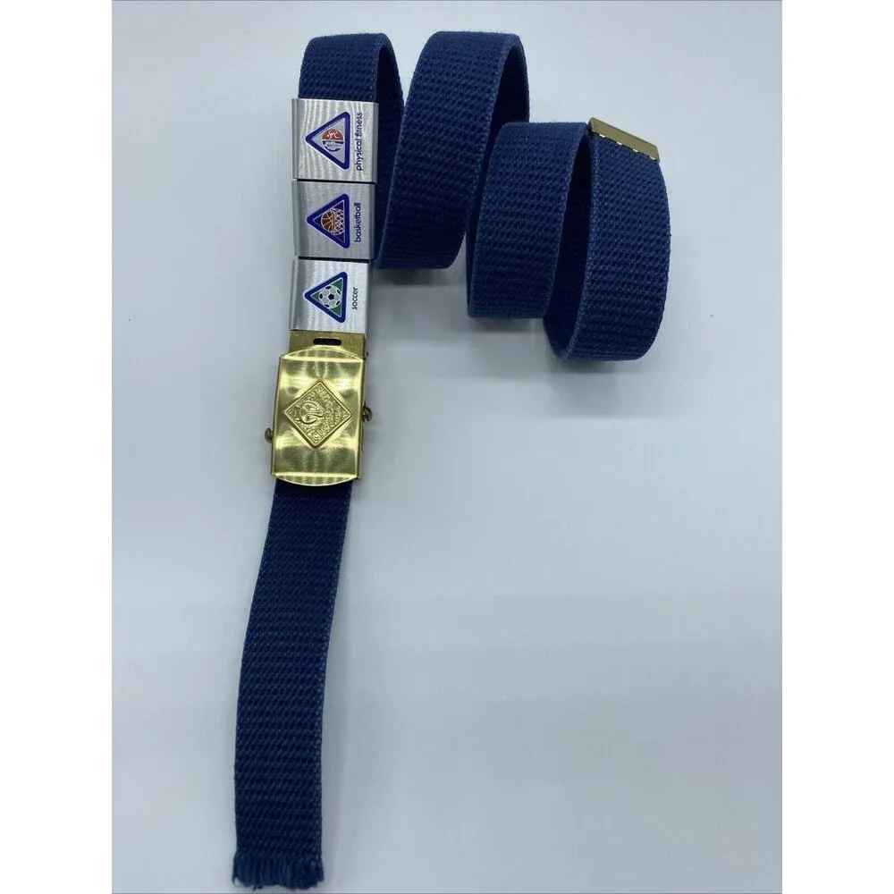 Cub Scouts Belt and Buckle with 3 Sports Fitness Slides Boys Blue Adjustable 38